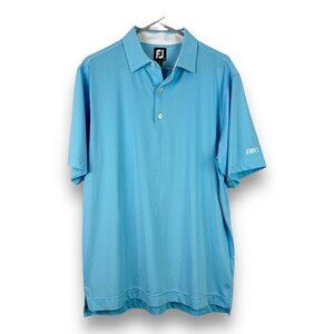 FootJoy FJ Mens Sz M Blue White Dots Short Sleeve Golf Polo Shirt - Summer